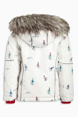White Ski Print Tech Jacket (3-16yrs)